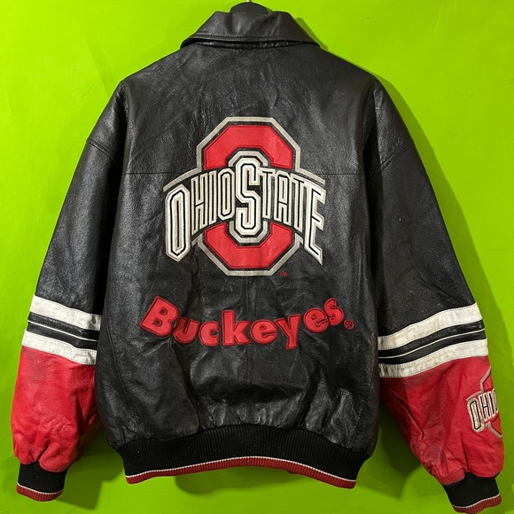 Global Identity Other - Global Identity Ohio State Buckeyes Leather Bomber Jacket Mens Large Black Red